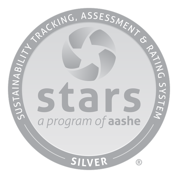STARS Silver sustainability rating seal from AASHE with circular design and star logo.