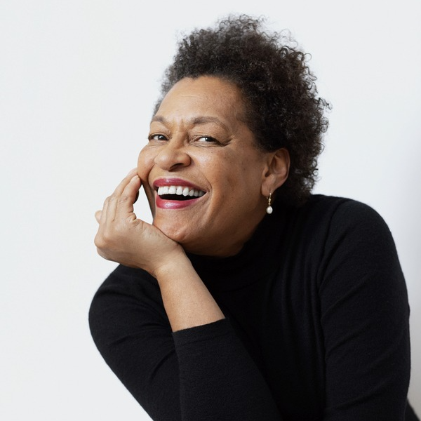 Carrie Mae Weems smiles for a photo. 