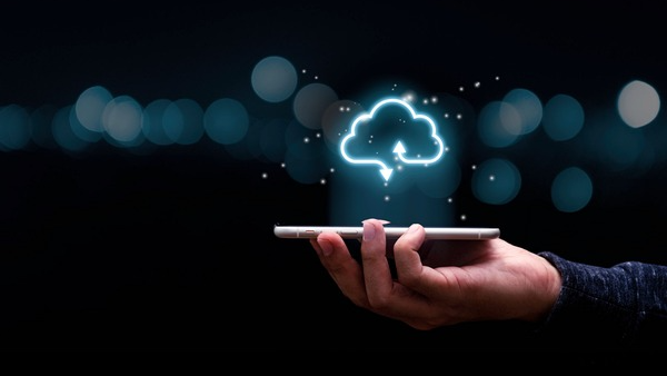 Phone with cloud logo on it